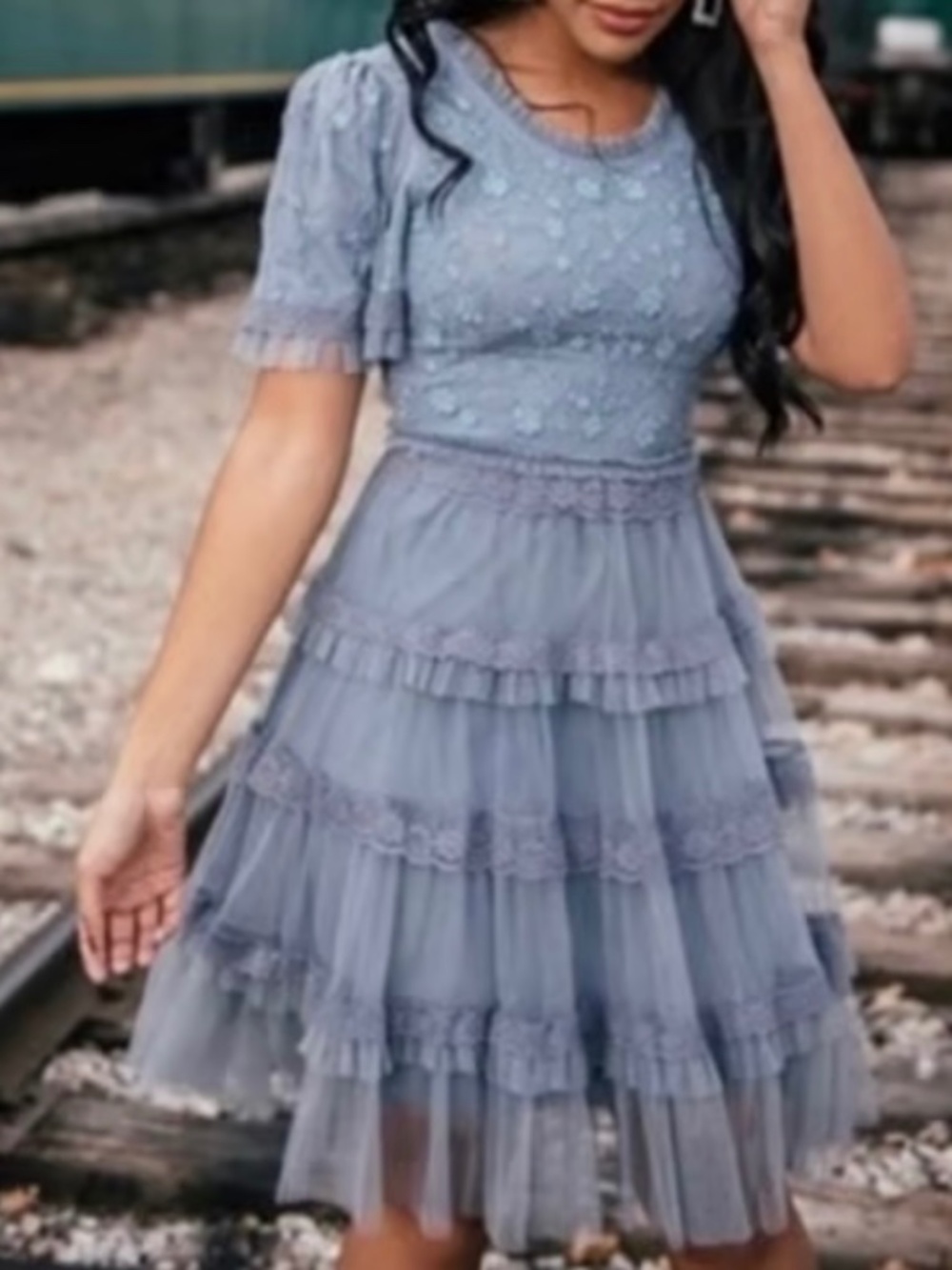 Jessakae Harper Dress Gray Blue